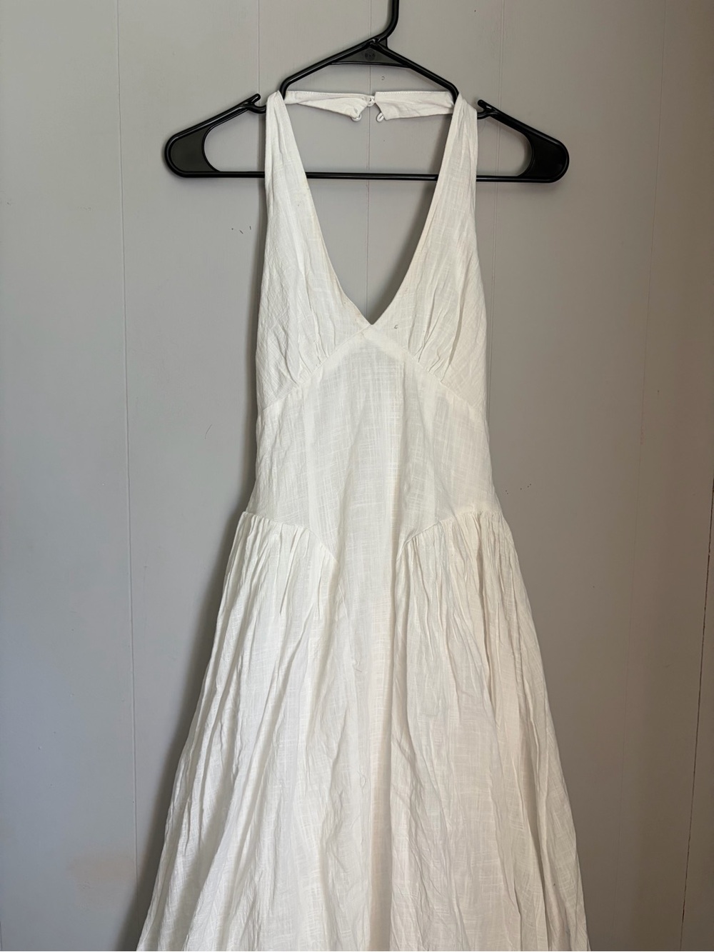 Pink diamond White V-Neck Halter Summer Dress